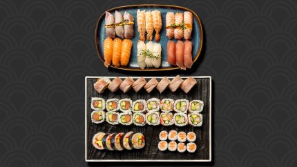 Kokumi Sushi family menu med udvalg af sushi hos sushi restaurant i Næstved